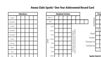 Cubbies Name of entrance booklet: Bear Hug Brochure Form: Awana Cubbies One-Year Achievement Record Card Recording: On the lower left portion of the card, record the date the Bear Hug Brochure was