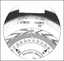 The azimuth (relative to magnetic north) and the inclination reading will remain firmly locked until the Tropari is reactivated by turning the timing ring.