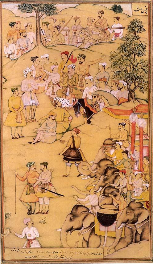 Fig. 7 Akbar resting during a hunt, Mughal miniature. OUR PASTS II Painting for Patrons: The Tradition of Miniatures Another tradition that developed in different ways was that of miniature painting.