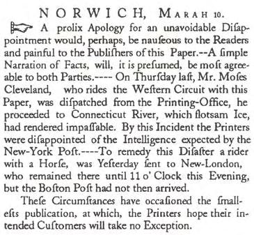 Fig. 4: Norwich Packet, Vol. 1 No. 23, 3 March -10 March 1774 The next letter (Fig.