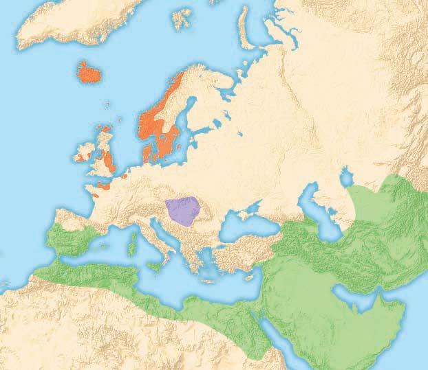 INVASIONS OF EUROPE, 800 1000 10 W ICELAND 0 ARC TIC CIRC LE 10 E 30 E 20 E Carolingian Empire, 843 20 W 50 N Bo th n 60 N W S 50 N E SCOTLAND IRELAND Nor t h S ea ATLANTIC OCEAN Gulf of NORWAY N 10