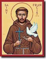 " St. Francis of Assisi " Born in Italy, Giovanni Francesco di Bernardone; and nicknamed Francis by his father who loved France, St. Francis grew up in a wealthy home.