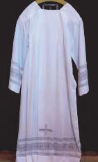 Sacred Vestments Alb full-length white garment worn by the priest deacon and servers at Mass. The term alb is derived from the Latin term a l b u s which means white. The Alb is a symbol of purity.