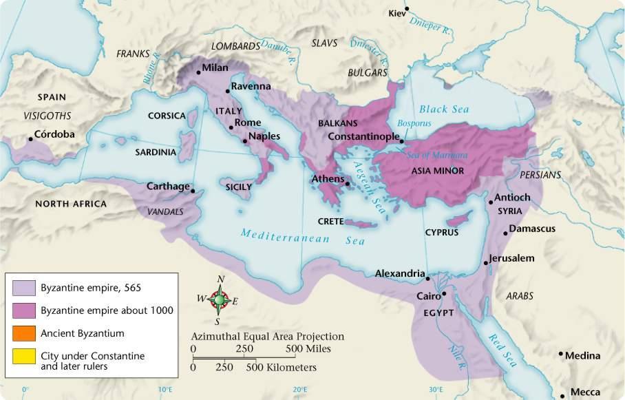 Constantine, the Roman Emperor who recognized Christianity as the legal religion, moved the capital to the Eastern Mediterranean (330 A.D.