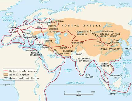 Trade routes opened up between China & Eastern Europe Absolute power of the Mongols served as a model for later Russian rulers Russia