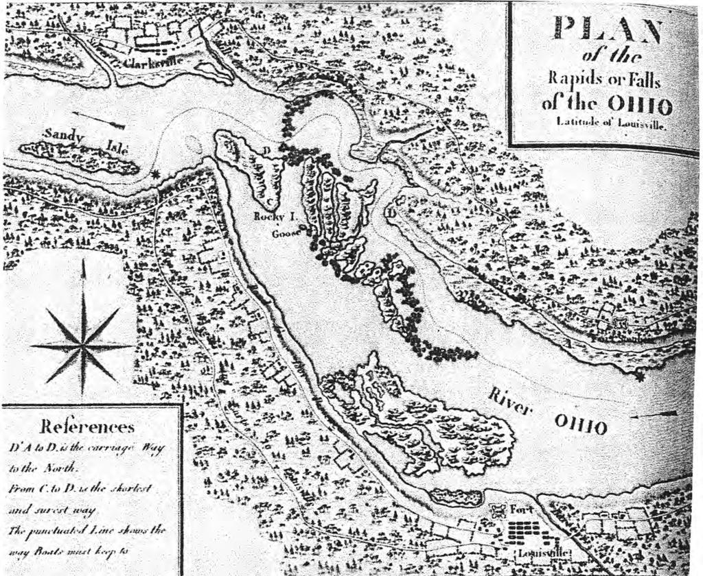 Falls Passages Victor Collot s 1796 map of the Falls of the Ohio outlined the trails on