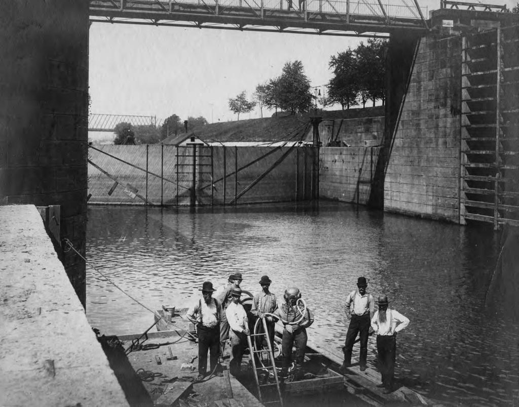 Triumph At The Falls: The Louisville and Portland Canal Repairs inside Scowden locks often required the services of divers, who received small bonuses for their underwater work.