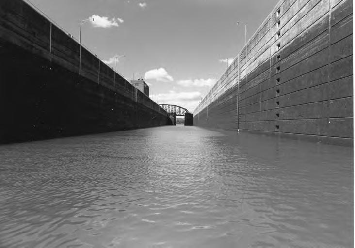 Triumph At The Falls: The Louisville and Portland Canal overlook, inspecting firsthand the new 1200-foot lock as it was built to replace Lock 41 and Scowden locks.