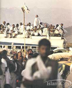 After leaving Mina, the pilgrim heads toward Arafah. Arafah is a desert location approxim ately nine miles from Makkah. Pilgrim s don t have to get crowded on the Mount of Rahm ah (Mountain of Mercy).