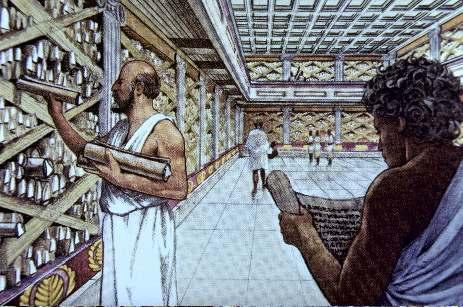 The library at Alexandria, Egypt contained more than 500,000 scrolls of papyrus.