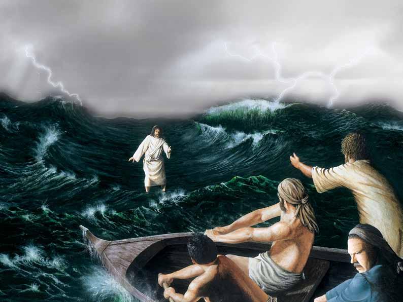 One night, some of Jesus friends decided to travel by boat across a big lake. While they were out on the water, they were caught in an awful storm.