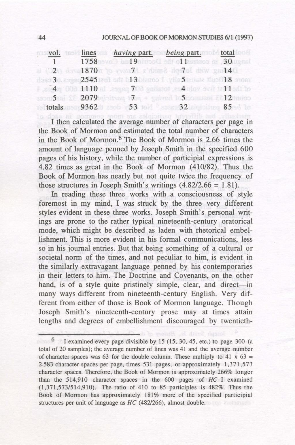 44 JOURNAL OF BOOK OF MORMON STUDIES 6/1 (1997) vol. lines having, l2art. being, l2art.