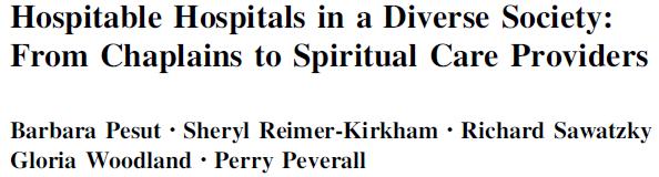 J Relig Health 2012 Objective: to explore contributions of spiritual care providers in healthcare Setting: 2 tertiary care & 7 community Canadian hospitals