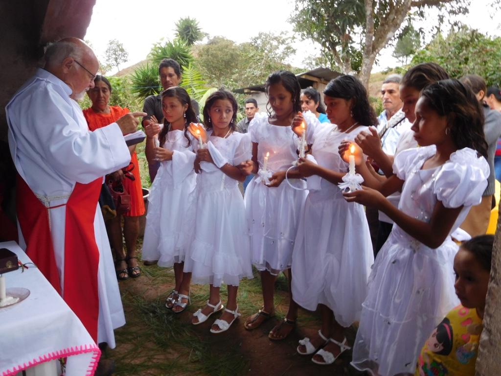 Baptisms of infants and of children under 13 are celebrated in the villages, usually during a Mass, though there have been a few celebrations of baptism by the deacon during a Celebration of the Word