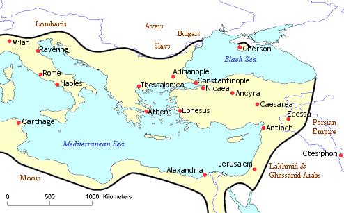 The Byzantine empire in 565,
