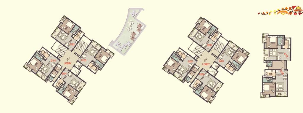 floor Plans Alternate plan with study attached govardhan Vas 1 bedroom apartments Towers G5, G6, G10