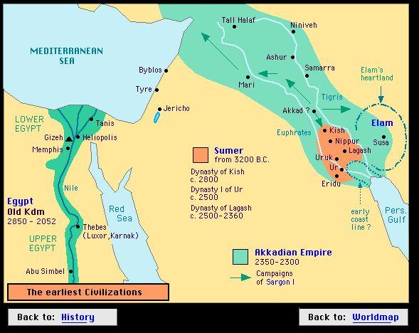 Sumerian Civilization Map depicting