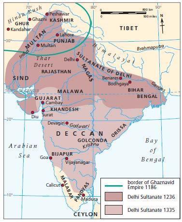 Delhi-based Muslim kingdom large parts of India 320 years (1206 1526).