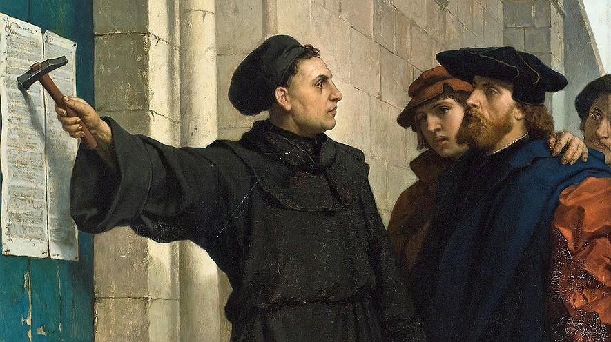 The Protestant Reformation By History.com on 01.31.17 Word Count 791 This painting shows Martin Luther posting his 95 theses in 1517.