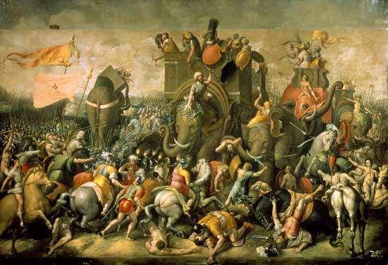 Hannibal Took one of Rome s allied cities Invaded Italy with 40,000 soldiers and 40 elephants On their way (and in crossing the Alps) --> 1/2 of Hannibal s