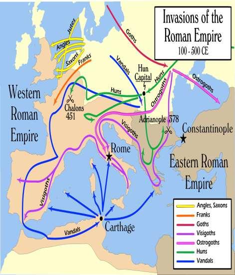 Barbarian Invasions Germanic tribes entered the Empire for many reasons: Looked for warmer climate Wanted