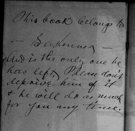 Handwritten inscription in his book The Practical