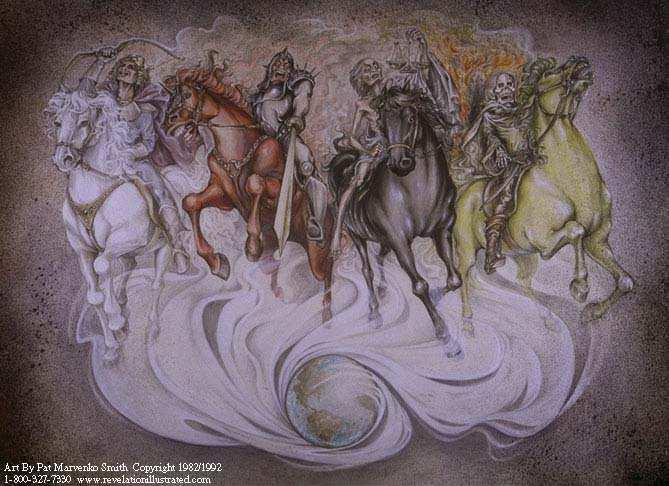 Revelation 6:3 When He opened the second seal, I heard the second living creature saying, "Come and see." Revelation 6:4 Another horse, fiery red, went out.