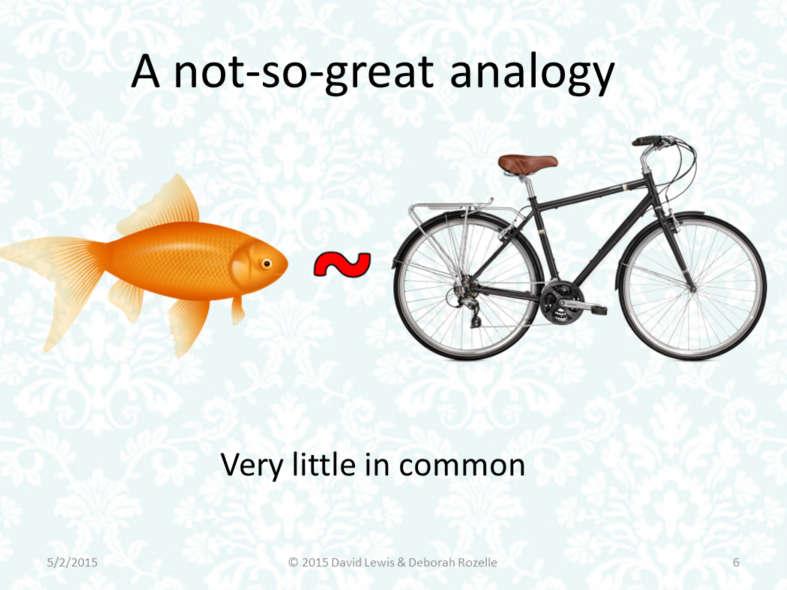 Analogies are easy But to be meaningful, useful To add something to our understanding They need a fair amount