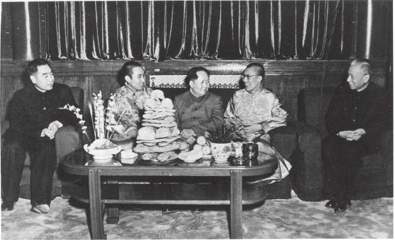 The 10th Panchen Lama (left), Mao Zedong