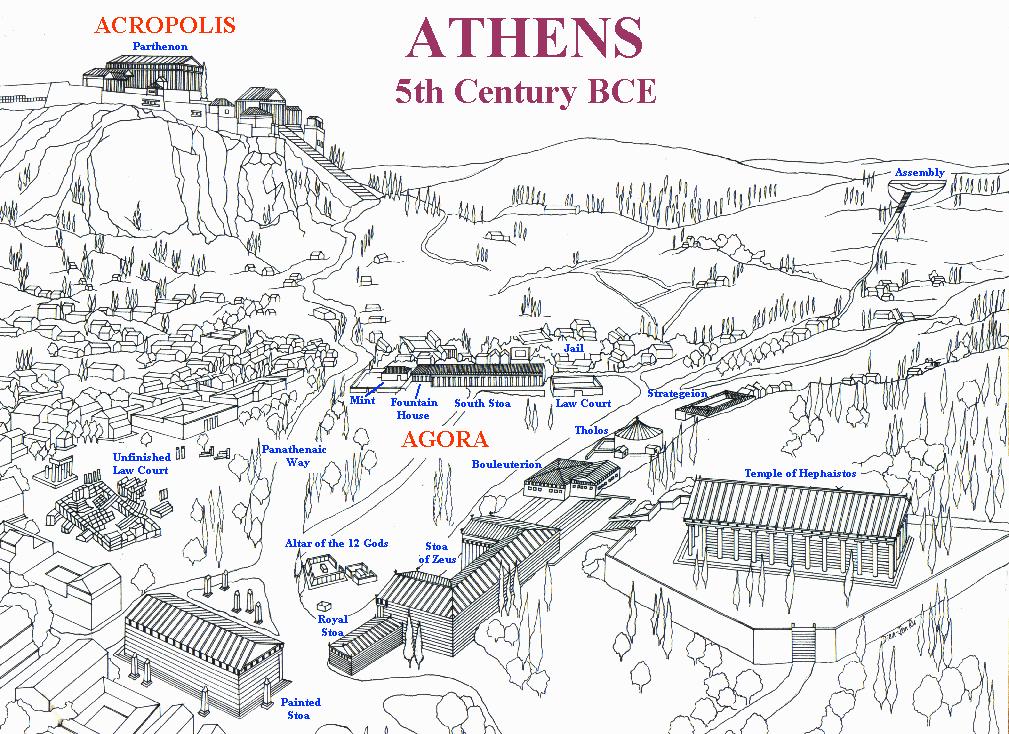 Greek city-states had an agora (a massive marketplace) that was the center for trade and