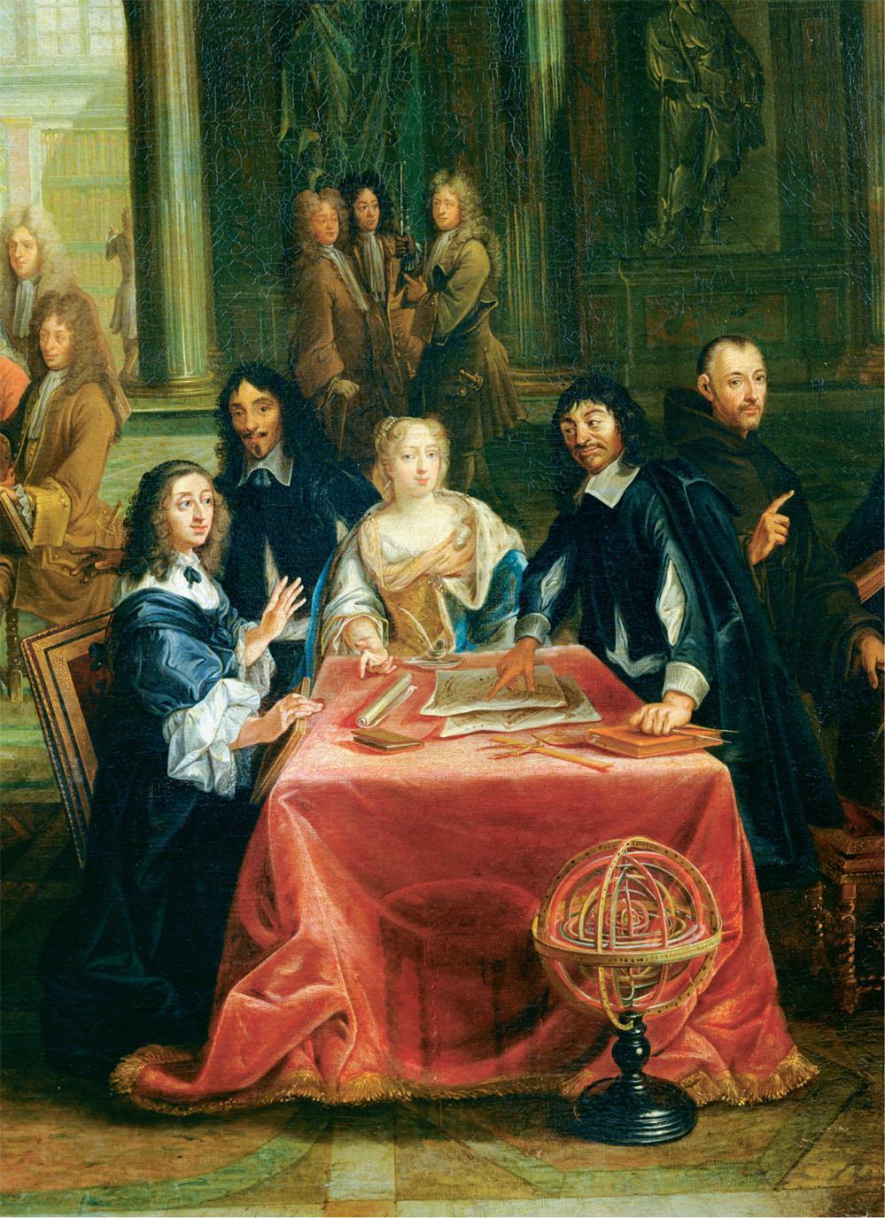 Queen Christina of Sweden (r. 1632 1654), shown here with French philosopher and scientist René Descartes, was one of many women from the elite classes interested in the new science.