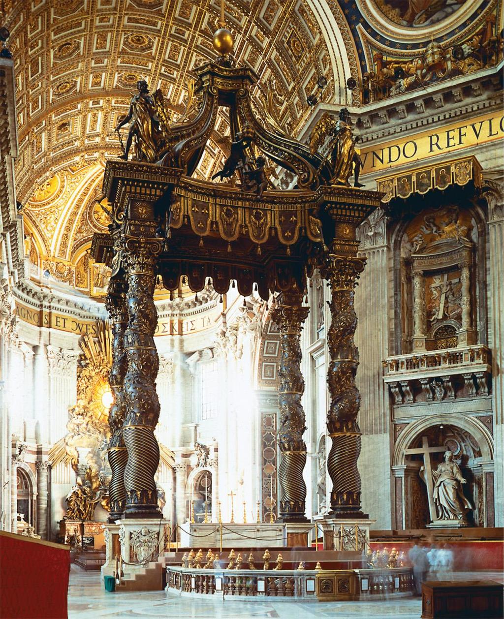 Bernini designed the elaborate Baldacchino that stands under the dome of St.