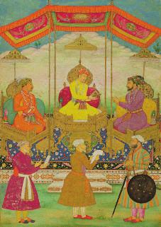 Mogul emperor Akbar passing the crown to his grandson Shah Jahan Times were good in India under Akbar. Farmers and artisans produced more food and goods than the Indians needed.