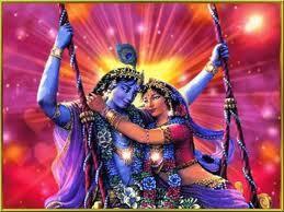 Radha is aware that she is not the body and so is Krishna aware that He is not the body. It is only the Self which exists. Therefore the Bliss hugged the Bliss; the Peace hugged the Peace.