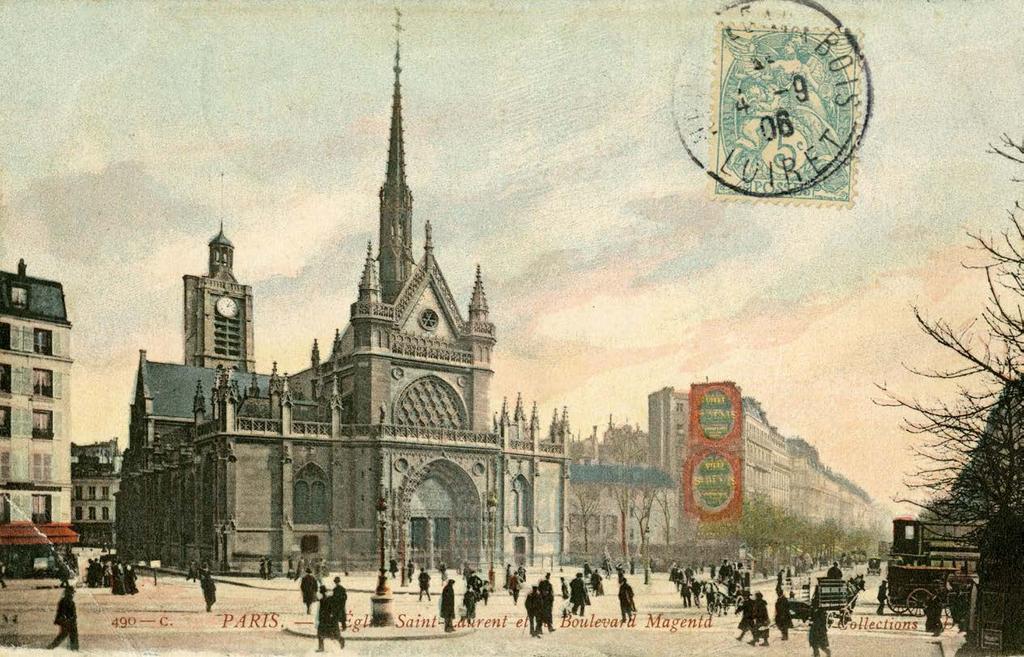 Eglise Sain-Lauren e le Boulevard Magena. Poscard daed 4 Sepember 1906.