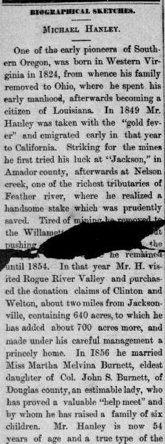 [Oregon Sentinel, January 29, 1879 p.2] 5. Andrew Jackson Burnett b.