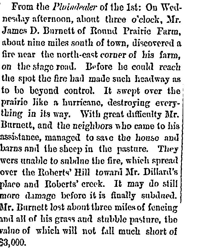 Thomas B., Lucy and Virginia C. (deceased)." [History of Southern Oregon by A.G. Walling p. 510] [Oregon State Journal, Saturday, September 9, 1871 p.2] Children of James Burnett and Mary Love: i.
