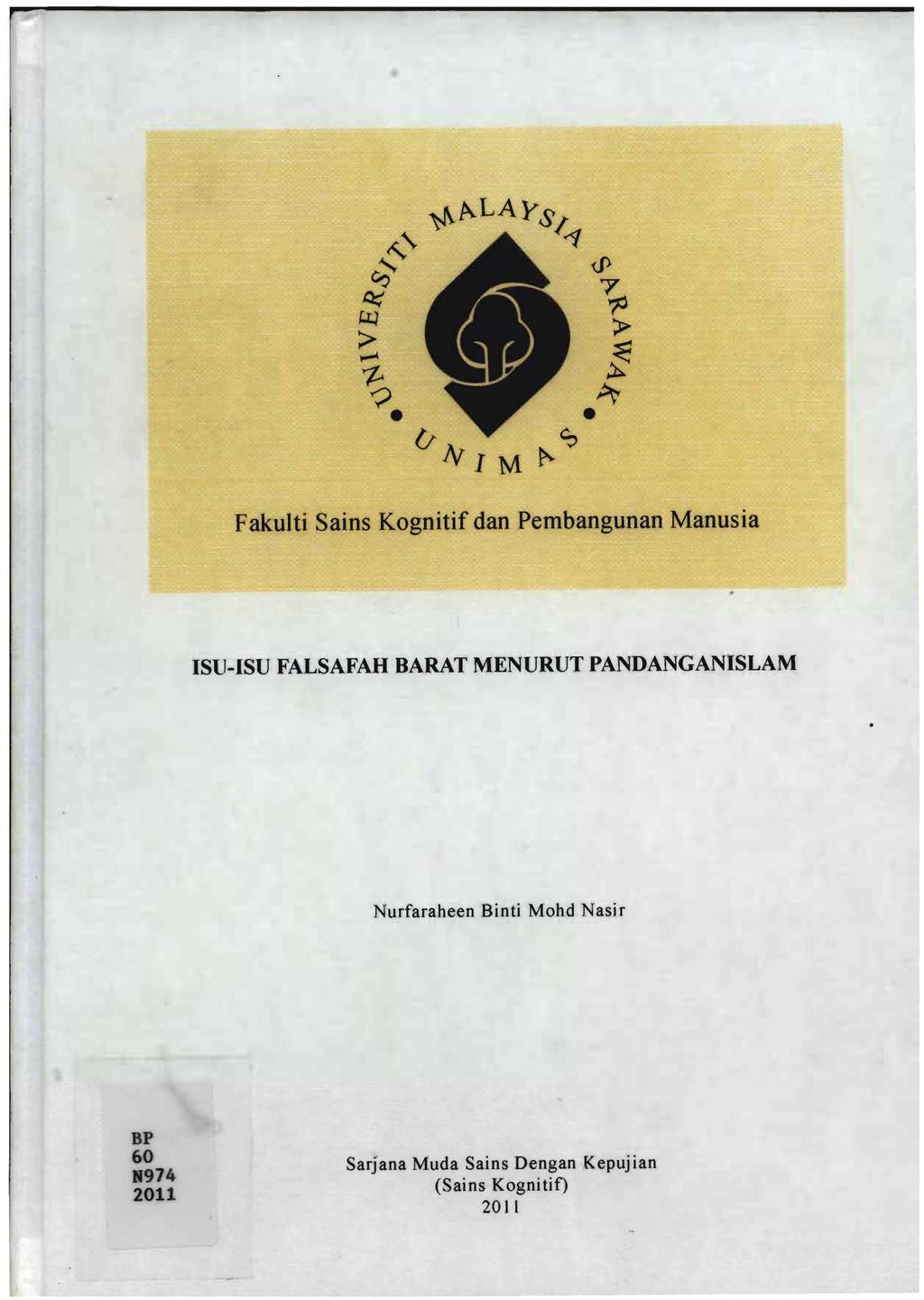Fakulti Sains Kognitif dan Pembangunan Manusia ISlJ-ISU FALSAFAH BARAT MENURUT PANDANGANISLAM