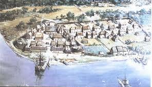 The colonists decided to build their settlement on a peninsula (easy to defend