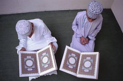 Muslim Boys Studying the Qur an The Qur an is at the center of Muslim life. Muslims recite verses from it in their daily prayers and at important public and private events.
