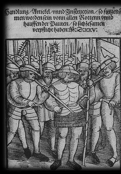 German Peasants Revolt 1524-1525 Twelve Articles, 1525:German peasants demanded an end of serfdom and tithes, and other practices of feudalism that oppressed the peasantry (e.g. hunting rights).