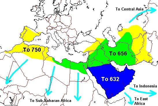Spread of Islam--In the 150 years following the death of Muhammad,