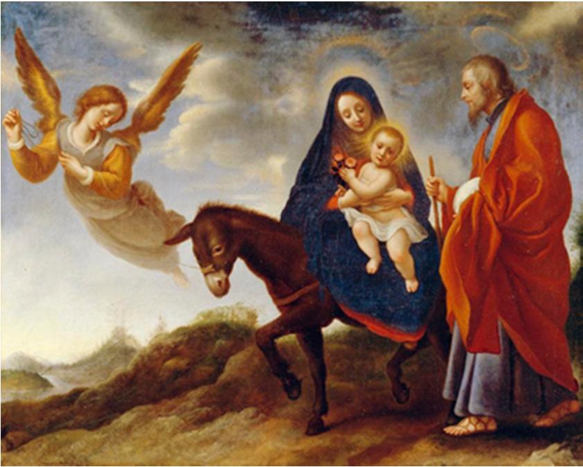 The Holy Family had to flee to Egypt to escape the murderous wrath of King Herod. Jesus is placed in the tomb. The flight into Egypt (Matthew 2:13-15) Soon the sword of sorrow strikes.