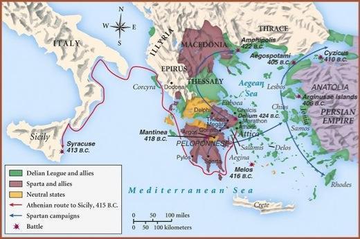 Sparta Defeats Athens The Peloponnesian War nearly destroyed Athens.