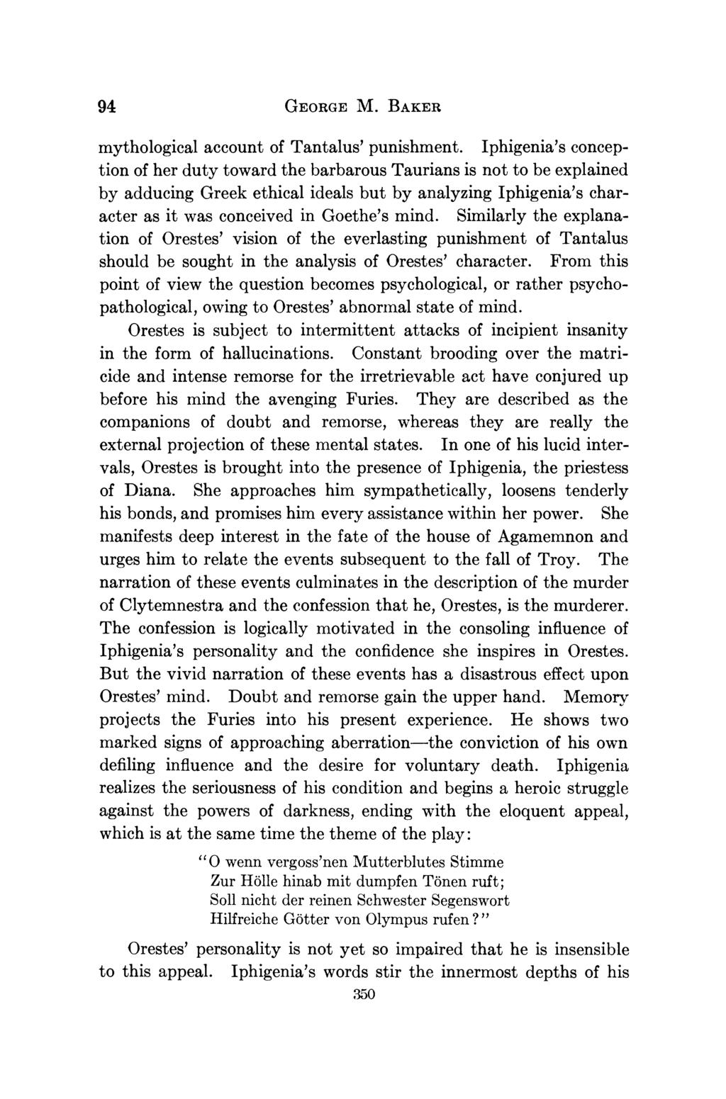 94 GEORGE M. BAKER mythological account of Tantalus' punishment.