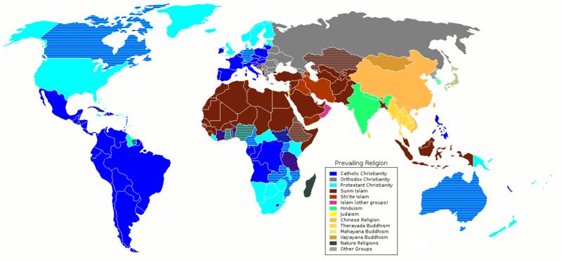 Map of the World s Religious Distribution. Source: Wikimedia Commons.