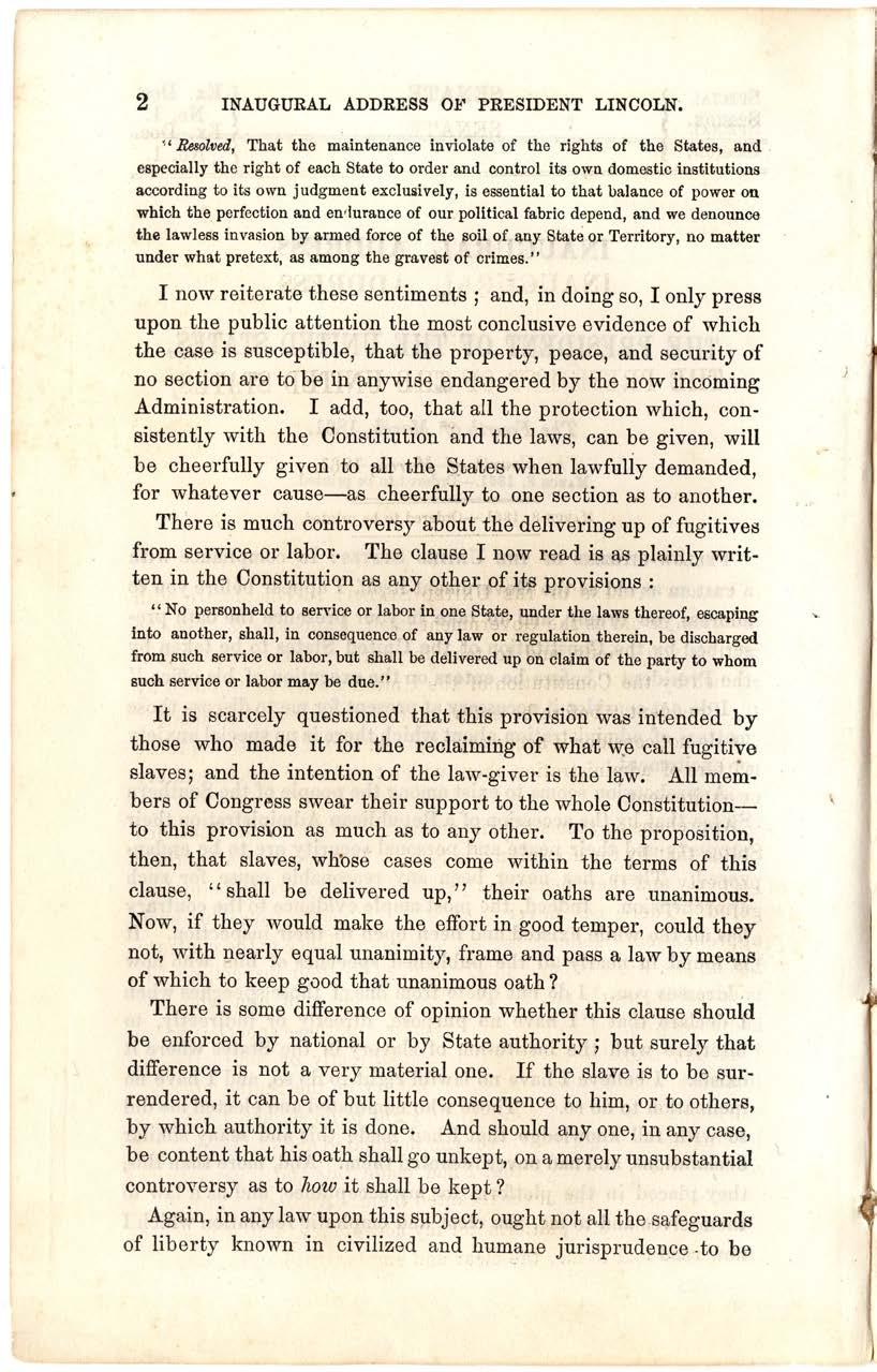 3 Abraham Lincoln, First Inaugural Address, March