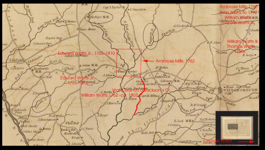 Rev. John Watts, Esq. (ca.1749 ca.1822) Map 3 West Central Fairfield County (Little River area)41 Site of William Watts, Edward Watts Jr.