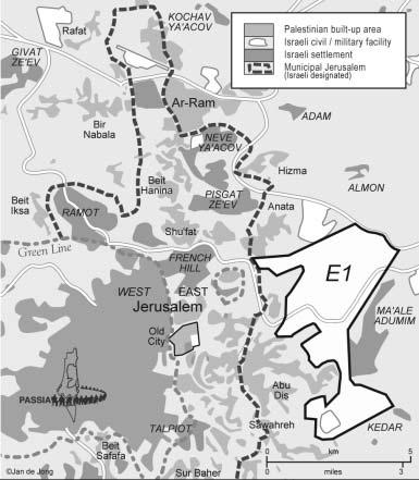 Jerusalem Map. E1 Development Plan, 1998. Source: PASSIA.