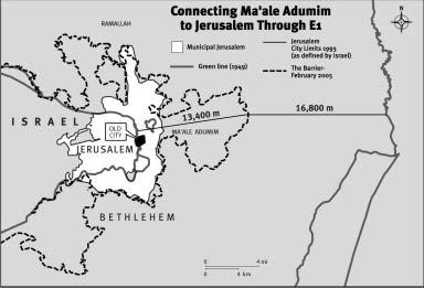 Connecting Ma ale Adumim to Jerusalem Through E1. Source: ICAHD. highway in order to create Palestinian transportation continuity, a term coined by Prime Minister Ariel Sharon.